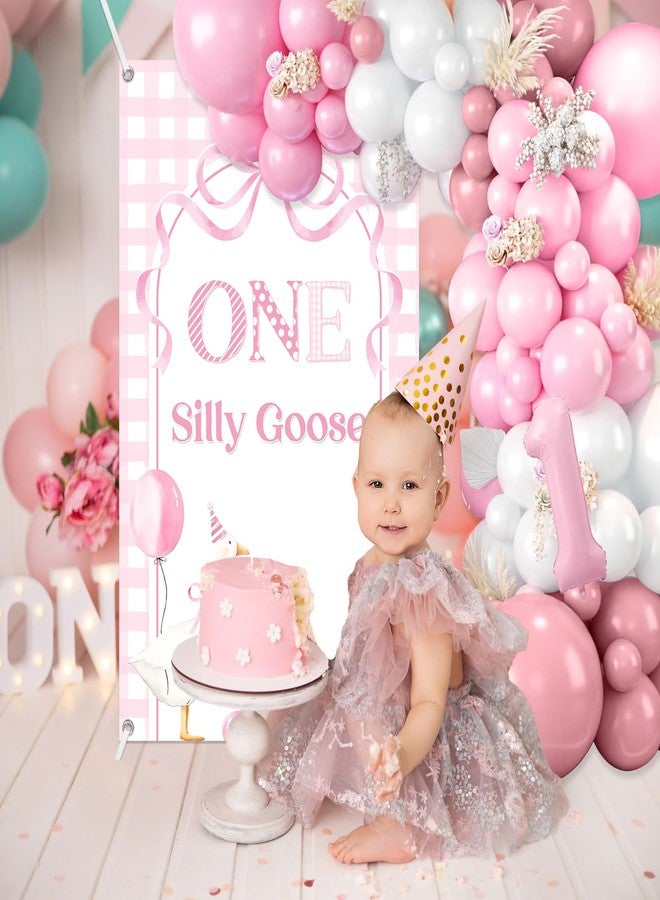 ميهوفوند مجموعة قوس بالونات عيد الميلاد الأول للبنات من MEHOFOND بتصميم أوزة وردية بنقشة مربعات، مع خلفية، 106 قطعة - Image 5